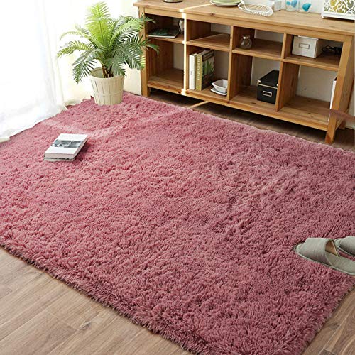 Merelax Modern Soft Fluffy Large Shaggy Rug For Bedroom Livingroom Dorm Kids Room Indoor Home Decorative, Non-Slip Plush Furry Fur Area Rugs Comfy Nursery Accent Floor Carpet 4'X6' Blush #TOP1