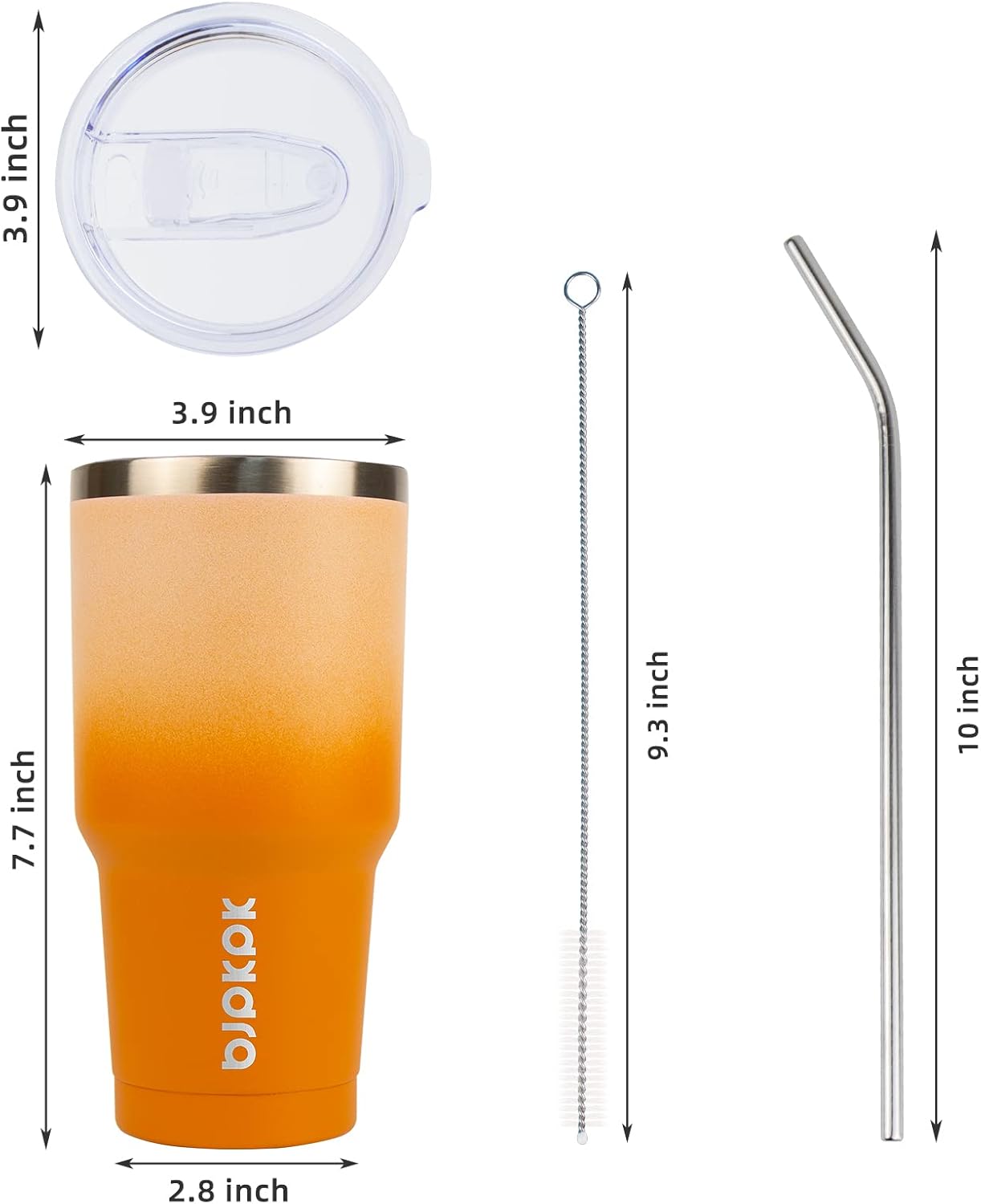 BJPKPK 30oz Stainless Steel Vacuum Insulated Tumbler Set Double Wall Travel Mug Coffee Cup with Metal Straws, Splashproof Lids,Coral - Image 4