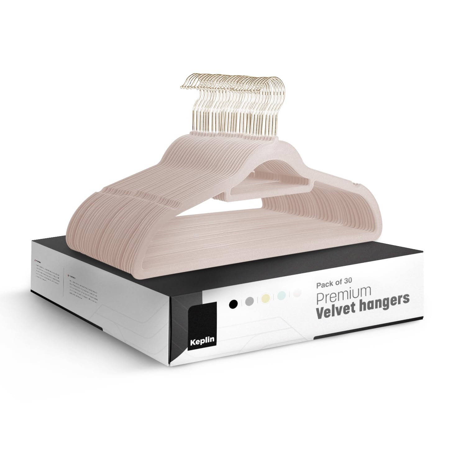 KEPLIN Velvet Hangers 30 Pack - Non-Slip Clothes Hangers with Tie Bar & 360° Hook - Durable & Sturdy, Space-Saving Wardrobe Organisers for Suits, Jackets & Clothes- Home Storage Solution (Blush Pink)