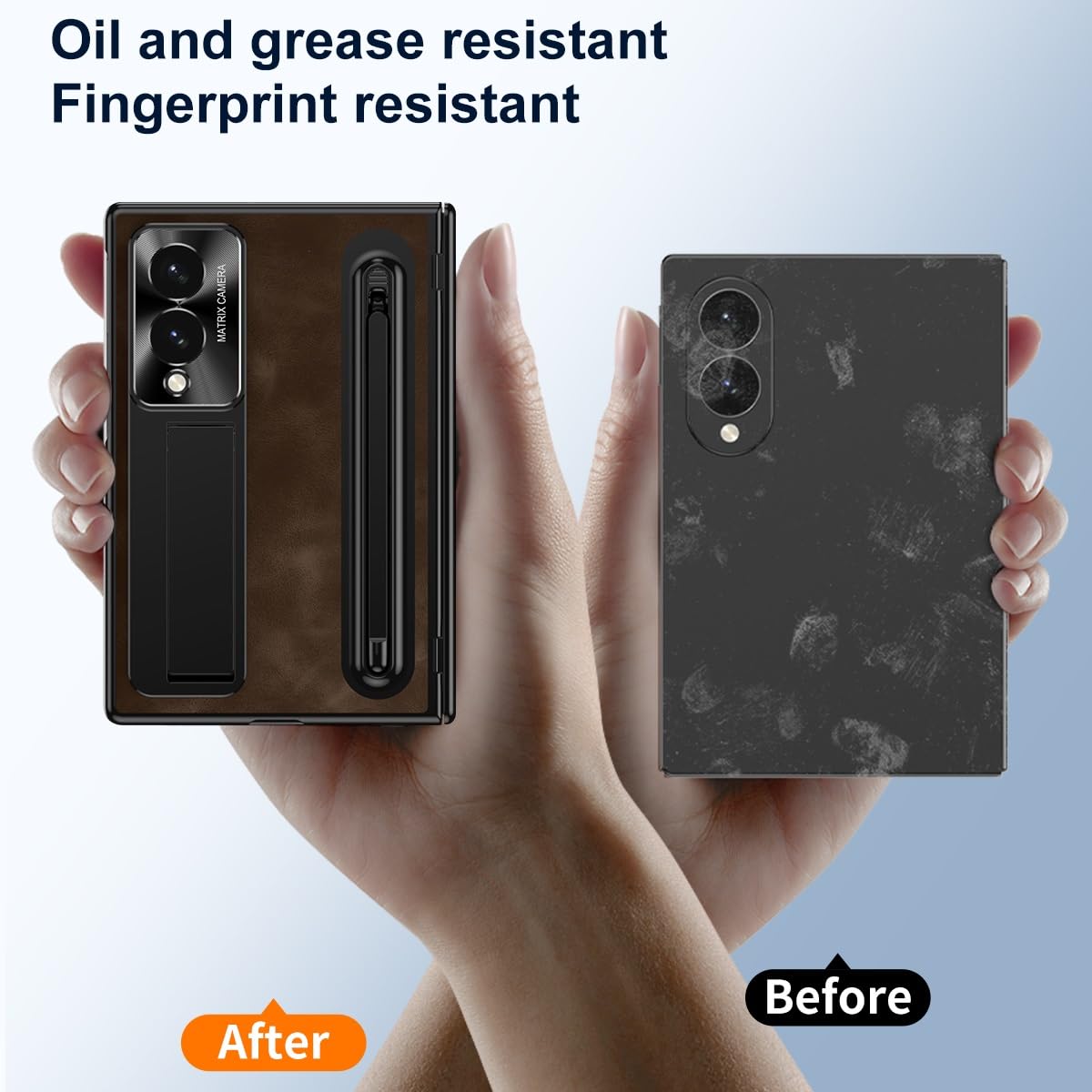 Compatibile con Samsung Galaxy Z Fold 8 Wide Case W Pen Holder & Stylus Custodia protettiva per telefono Caffè
