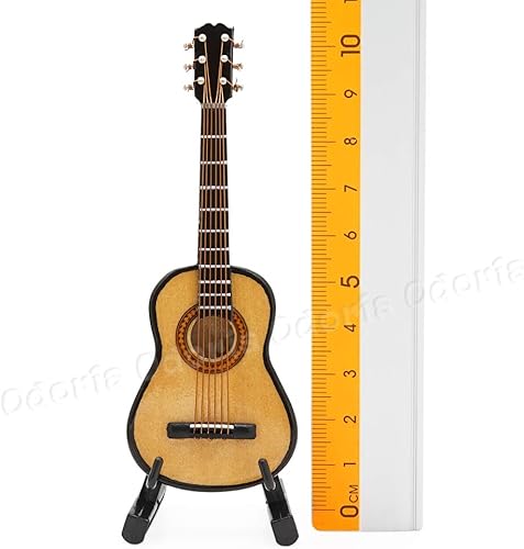 Miniatura 4 de Odoria 112 Guitarra Miniatura Casa de Muñecas Instrumentos Musicales Accesorios, Color Madera