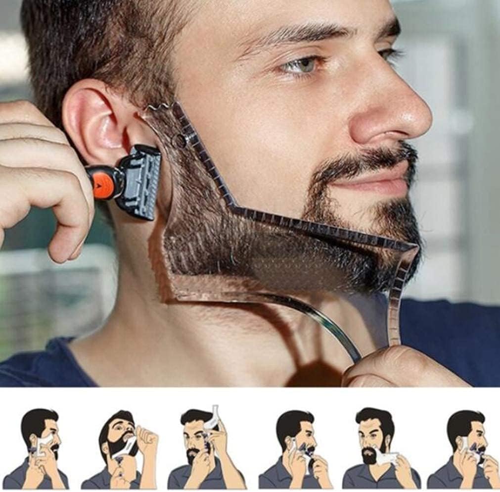 Beard Shaping & Styling Tool With Comb for Perfect line up & Edging For Men's Jaw Cheek/Neck Line, Symmetric/Curve/Step Cut Works with Any Beard Razor Electric Trimmers or Clippers (Clear-1pcs)