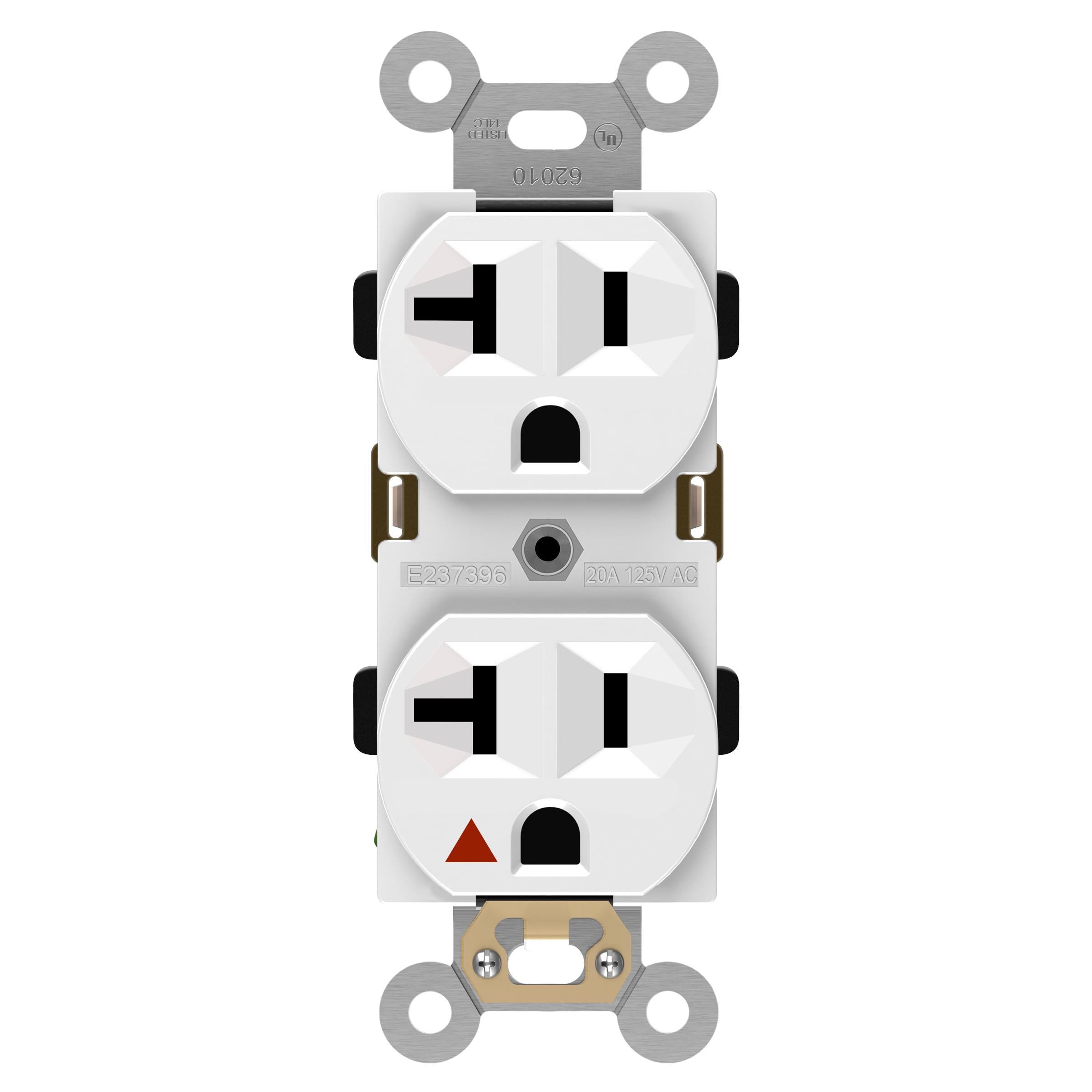 ENERLITES Isolated Ground Outlet, Industrial Grade Duplex Receptacle, 20A/125VAC, 5-20R, 62010, White