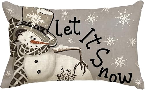 AVOIN colorlife Funda de almohada de Navidad de invierno, diseño de lunares, muñeco de nieve I Smell Snow, 12 x 20 pulgadas, decoración para sofá AVOIN colorlife Funda de almohada de Navidad de invierno, diseño de lunares, muñeco de nieve I Smell Snow, 12 x 20 pulgadas, decoración para sofá