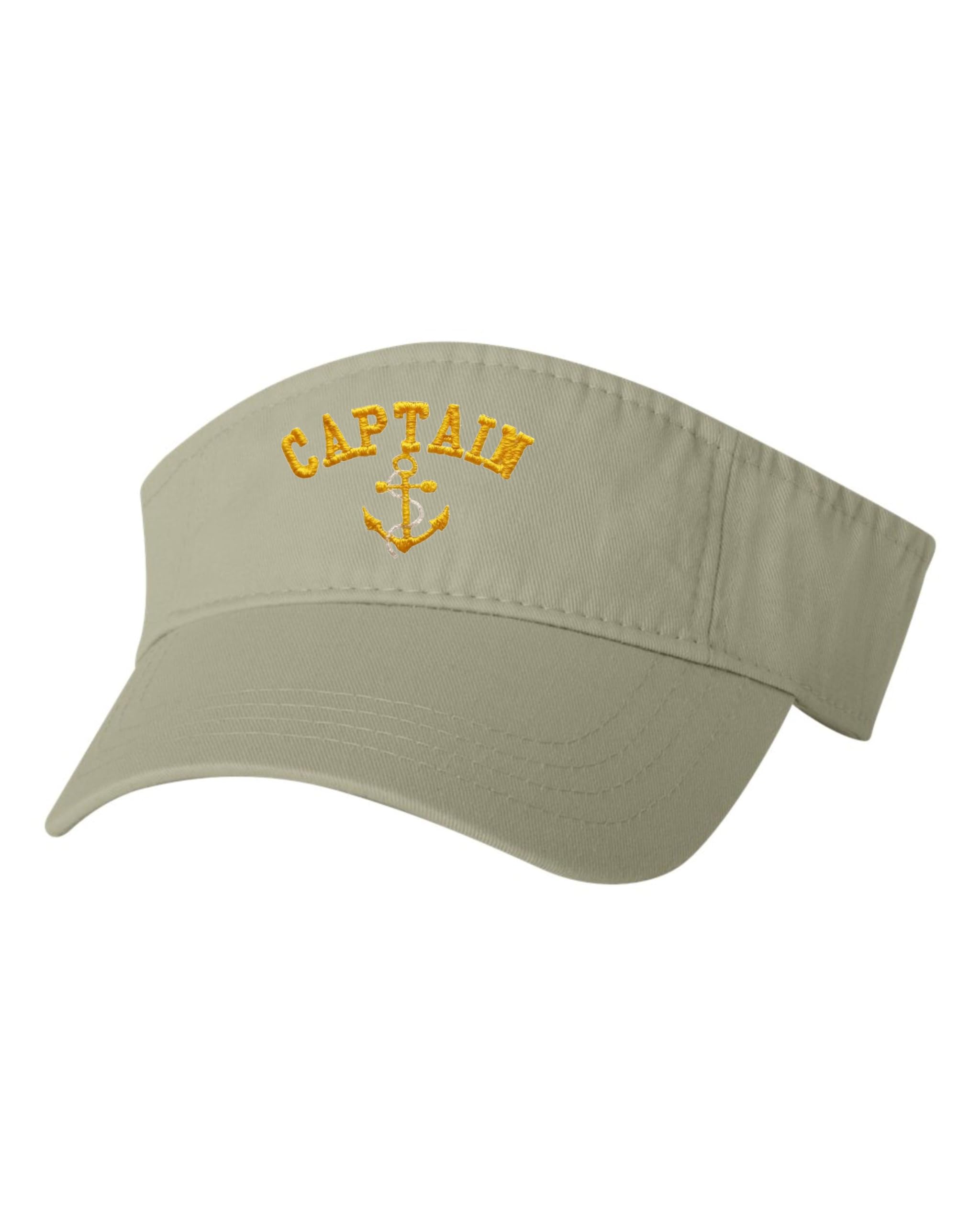 One Size Khaki Visor Captain with Anchor Embroidered Visor Dad Hat