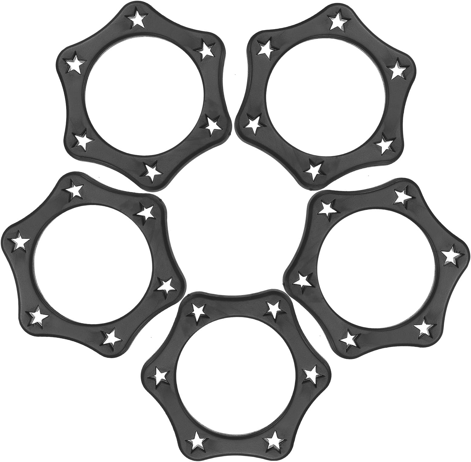 Microphone Anti-Roll Rings, Hexagonal Rubber Mic Rolling Ring - Fitting for (Wireless Handheld KTV Karaoke Microphones), 5 Pack & 1.4 x 2.3" & Black