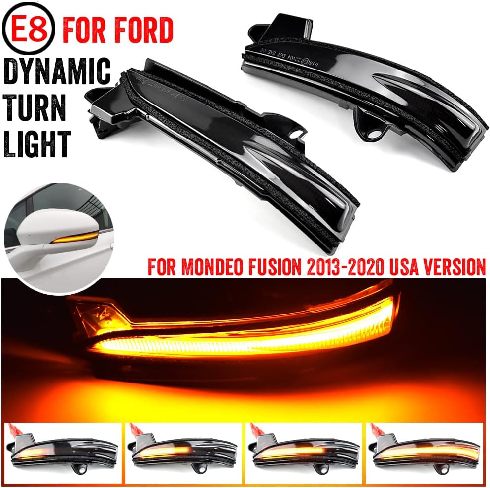 Left Right Led Side Mirrors Sequential Dynamic Turn Signal Lights Blinker Indicator Strip Compatible with 2013-2020 Ford Fusion