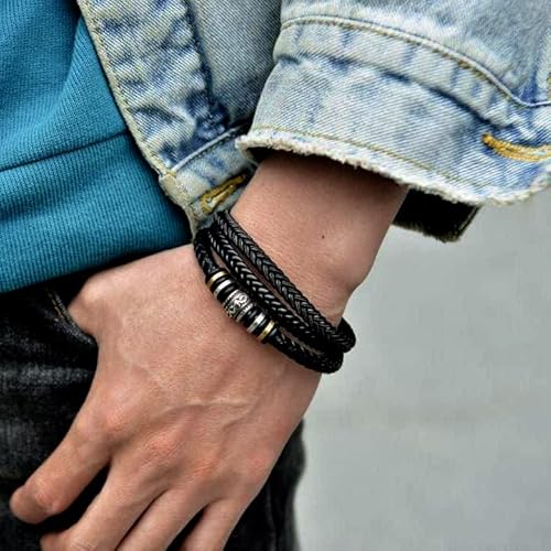 To My Son Bracelet From Mom,To My Son Bracelet- "I Will Always Be With You" Braided Leather Bracelet For Men Boys, Stainless Steel Inspirational Bracelet Bangle Wristband Gifts For Him (Son, Black) #TOP1