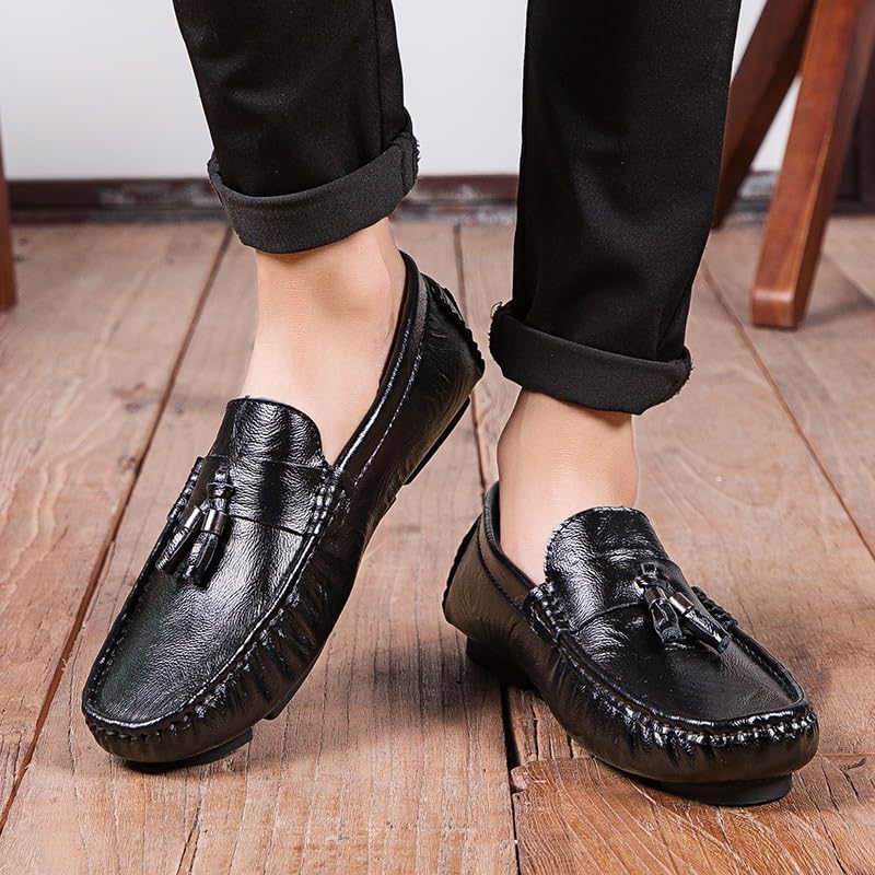 Men's Loafers Shoes Square Toe with Tassel Moccasins Driving Loafers Slip Resistant Flat Heel Comfortable Walking Outdoor Slip-on3