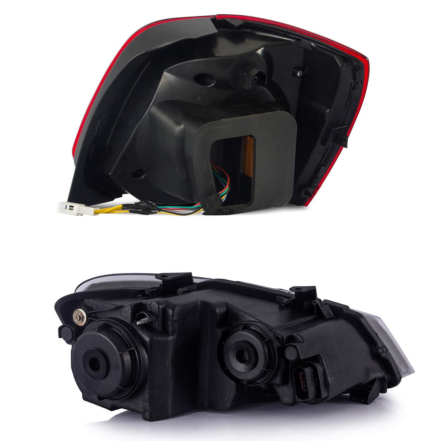 VLAND Faros delanteros y luces traseras para Polo MK5 6R 6C TSI 2009-2018 luces traseras de la lámpara delantera, con indicador secuencial, LED DRL Tech
