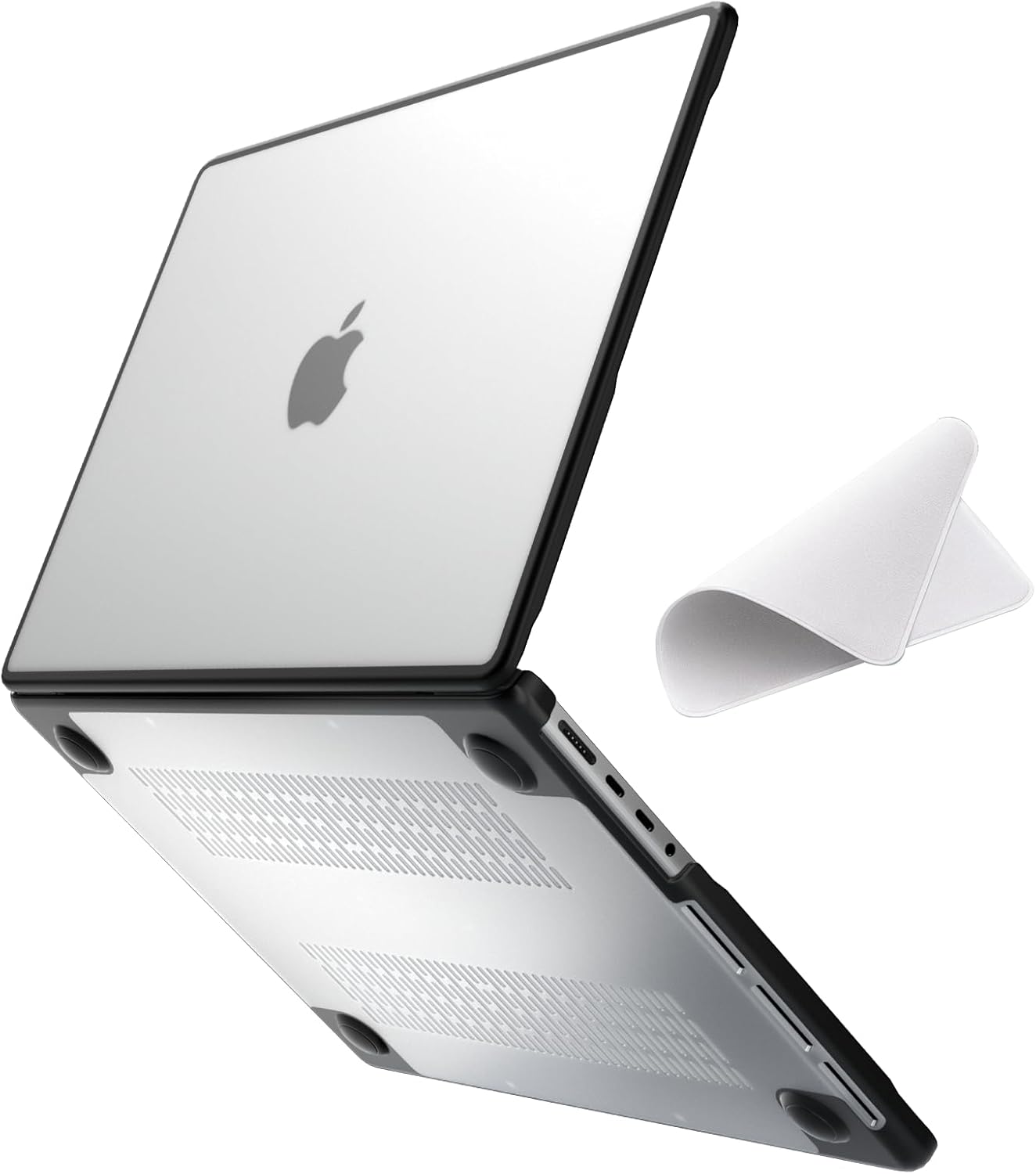 Anti-Cracking Case Compatible with MacBook Pro 16 inch 2024 2023 2021 Release, M4(A3403 A3186) M3(A2991) M2(A2780) M1(A2485) Pro/Max, Black TPU Bumper & Hard PC Shell, Matte Clear