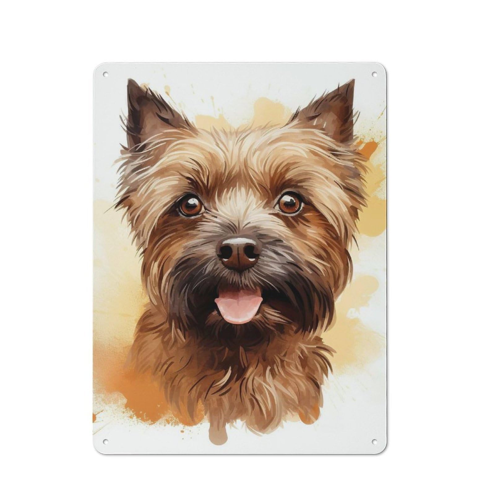 Junmoney Cairn Terrier Watercolor Portrait Vintage Metal Sign 40X30cm For Living Room Wall, Gift For Home Wall Decor Collectors During The Christmas Season