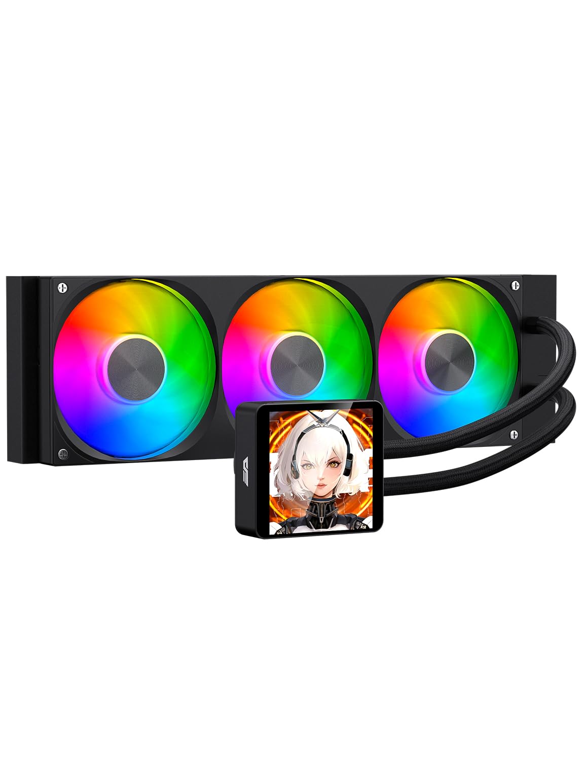 darkFlash DV360S MAX - Enfriador líquido todo en uno para CPU, pantalla LCD de 10 cm con resolución de 480 x 480, ventilador ARGB PWM de un solo marco, radiador de PC, CPU AIO Cooler de 360 mm Intel