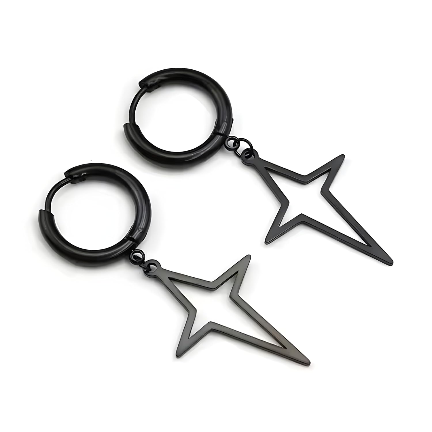 THE MEN THING STELLAR NOIR BLACK - Pure Titanium Steel Hoop Earrings for Men & Boys (2pcs) - Review, Price and Buying Guide