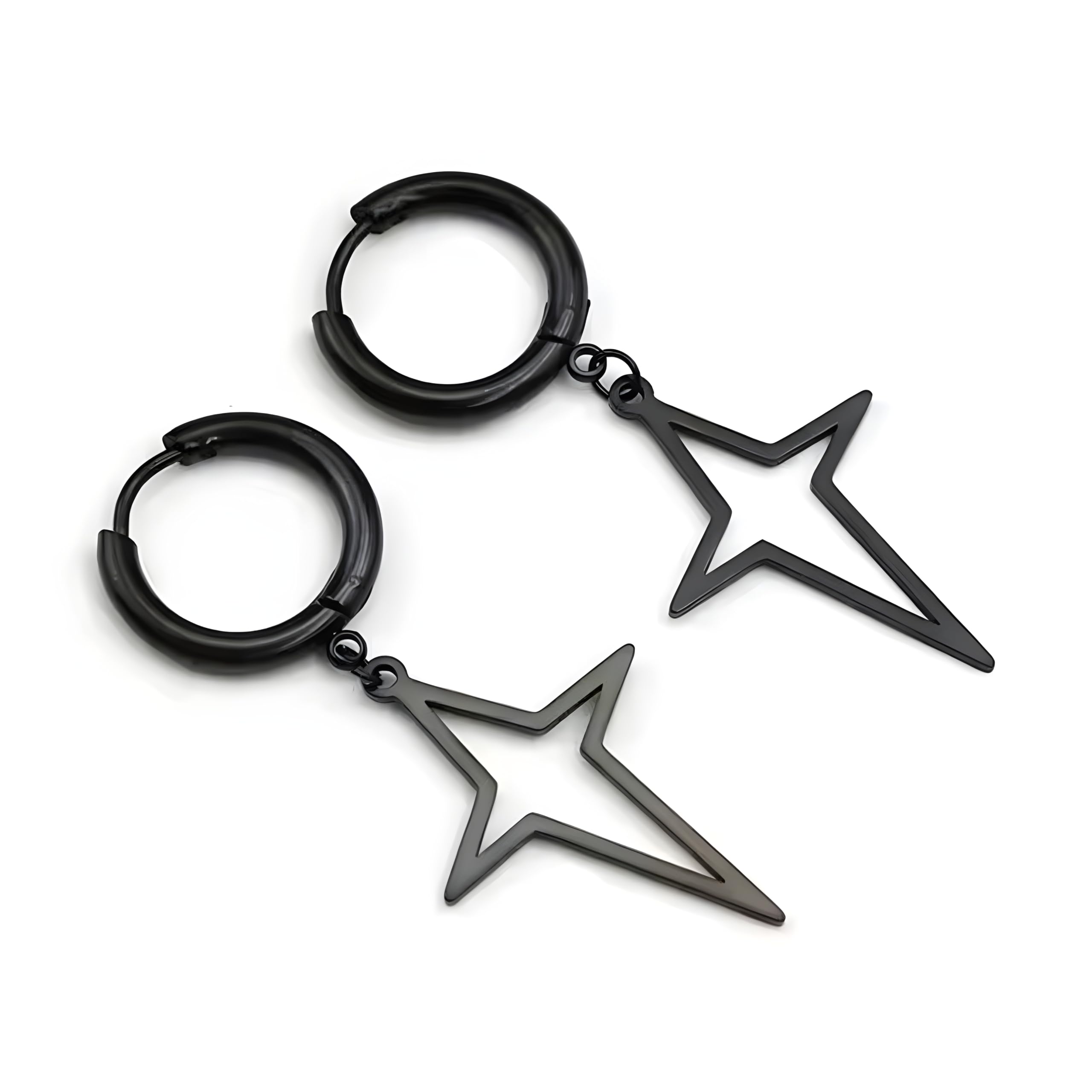 the men thing STELLAR NOIR BLACK - Pure Titanium Steel Hoop Earrings for Men & Boys (2pcs)-picture-27