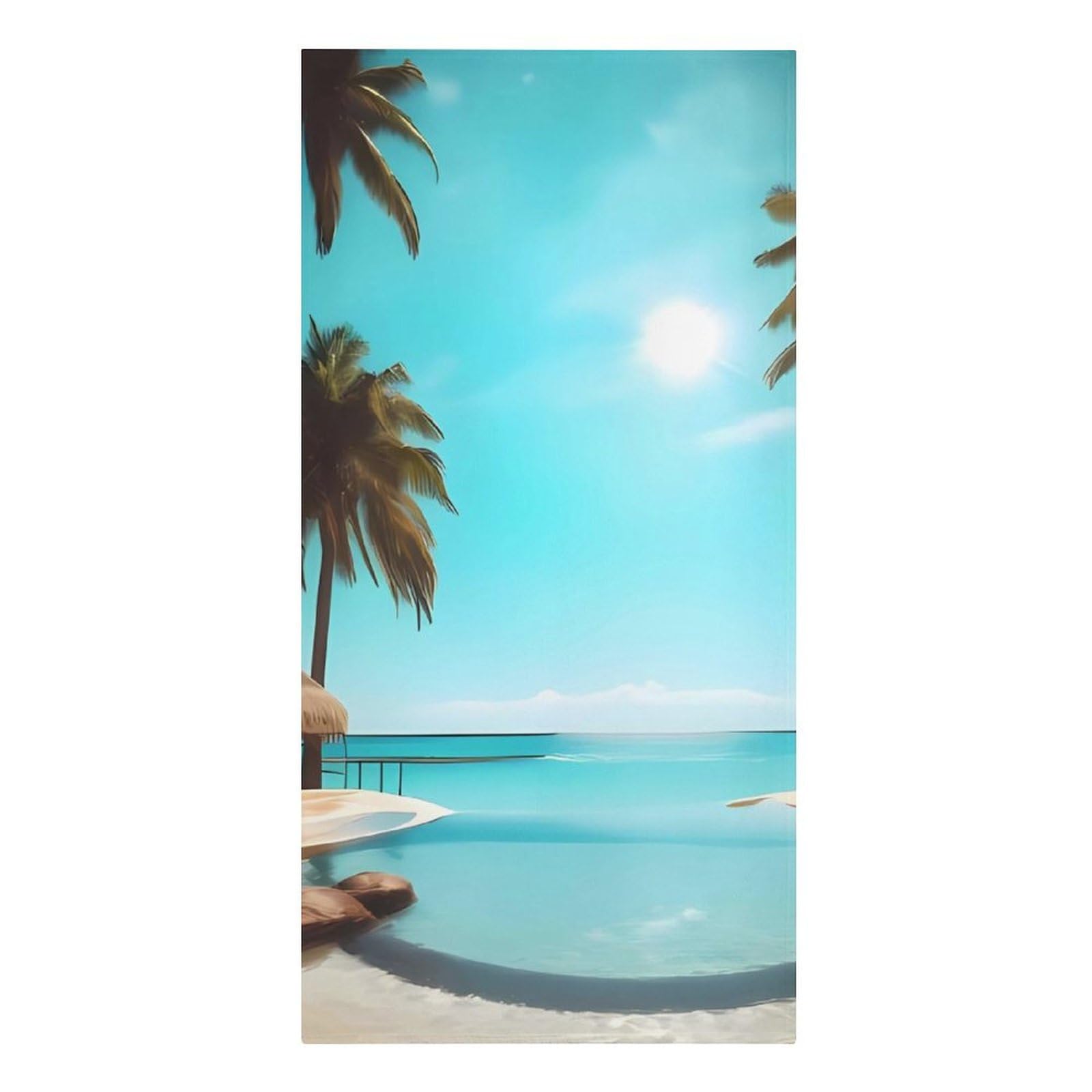 QMNLKH Palm Trees and Clear Sea Beach Towel for Women, Large Microfiber Pool Towel for Men, Absorbent Swim Towels for Home, Lightweight Bath Towels for Camping, Yoga, 30.3"x61.4"