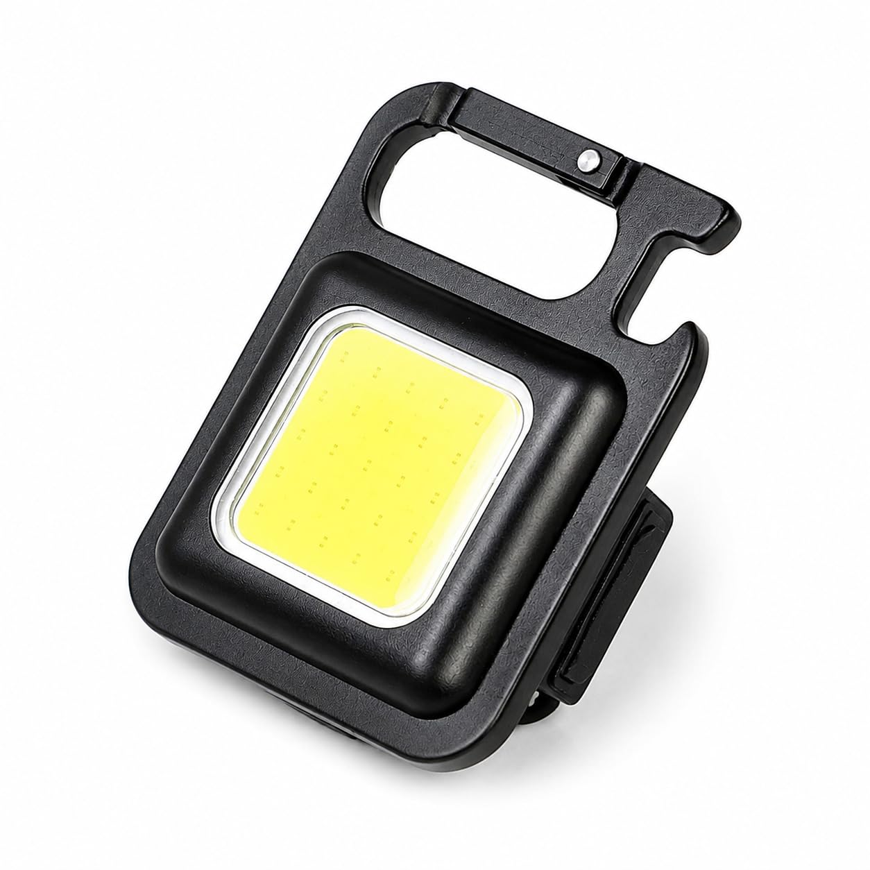 vok57 mini cob led keychain flashlight | usb rechargeable pocket light with magnetic base, folding bracket & 3 modes | portable torch for camping, walking & travel | black