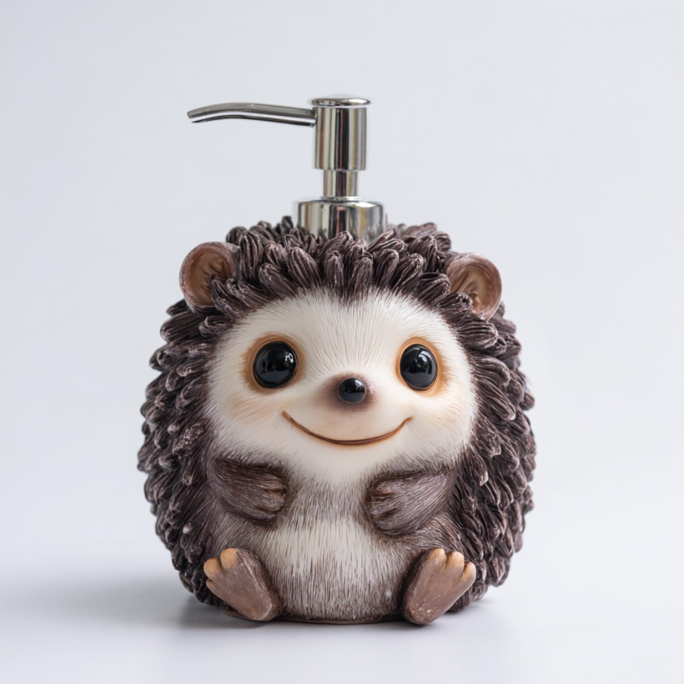 SOCOSY Dispenser di sapone a forma di riccio in resina, dispenser di sapone per le mani con pompa, bottiglia di sapone liquido per le mani per il bagno