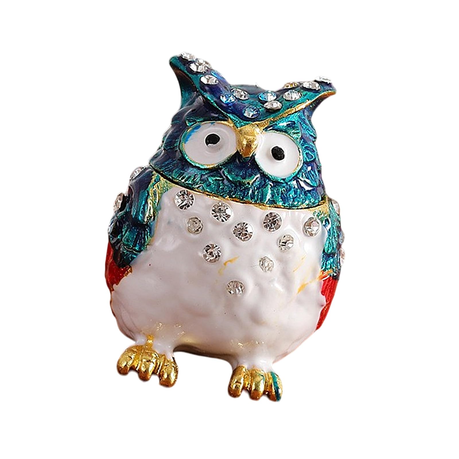 Piceioep Diamonds Encrusted Owl Shaped Alloy Jewelry Box with Secure Storage Compartment for Earrings Necklaces Jewelry Organizers