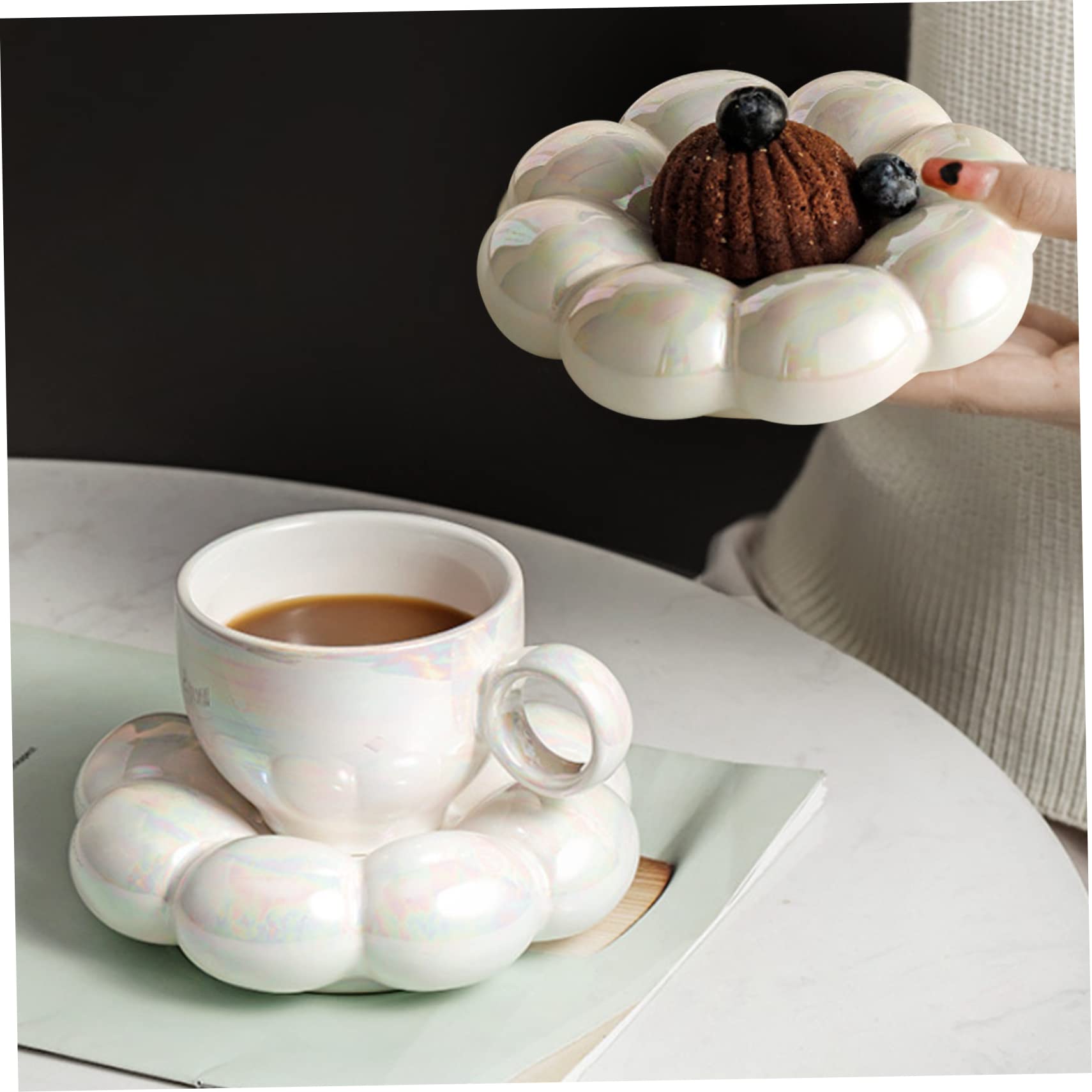 Tasse à Café Céramique Avec Soucoupe En Forme De Tournesol – Design Mignon Et Pratique, 200 Ml