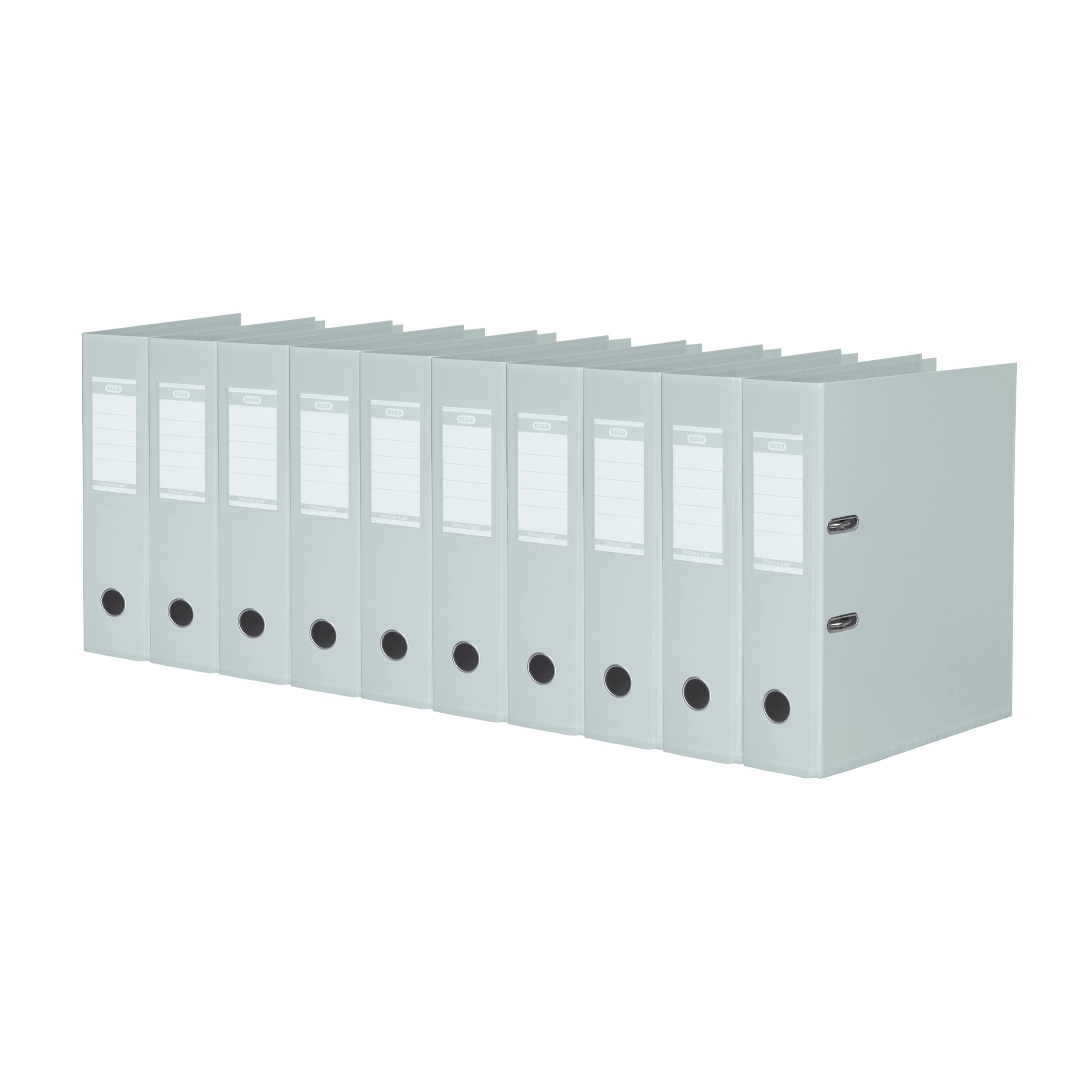 Elba 10 x A4 Strong Line 8cm Wide Grey Plastic Folders