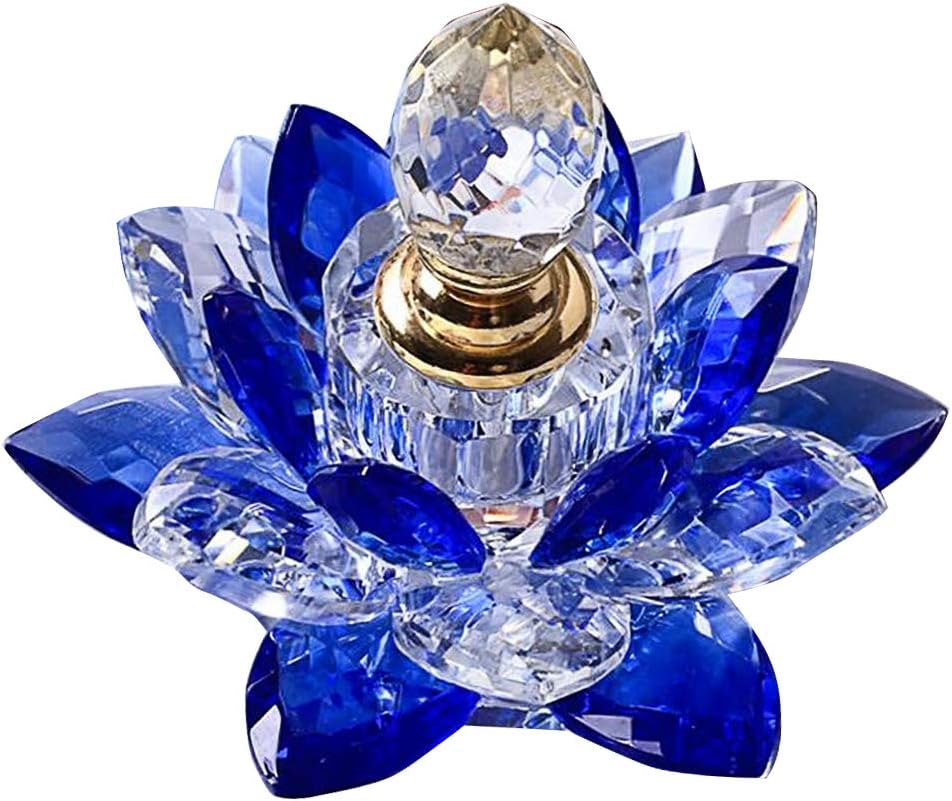 イスイ Yishui 香水ボトル 連の花 空 香水瓶 蓮 クリスタル ガラス Hp01 開運 風水 ｋ9 ブルー サンキャッチャー インテリア 花 評価 ハス