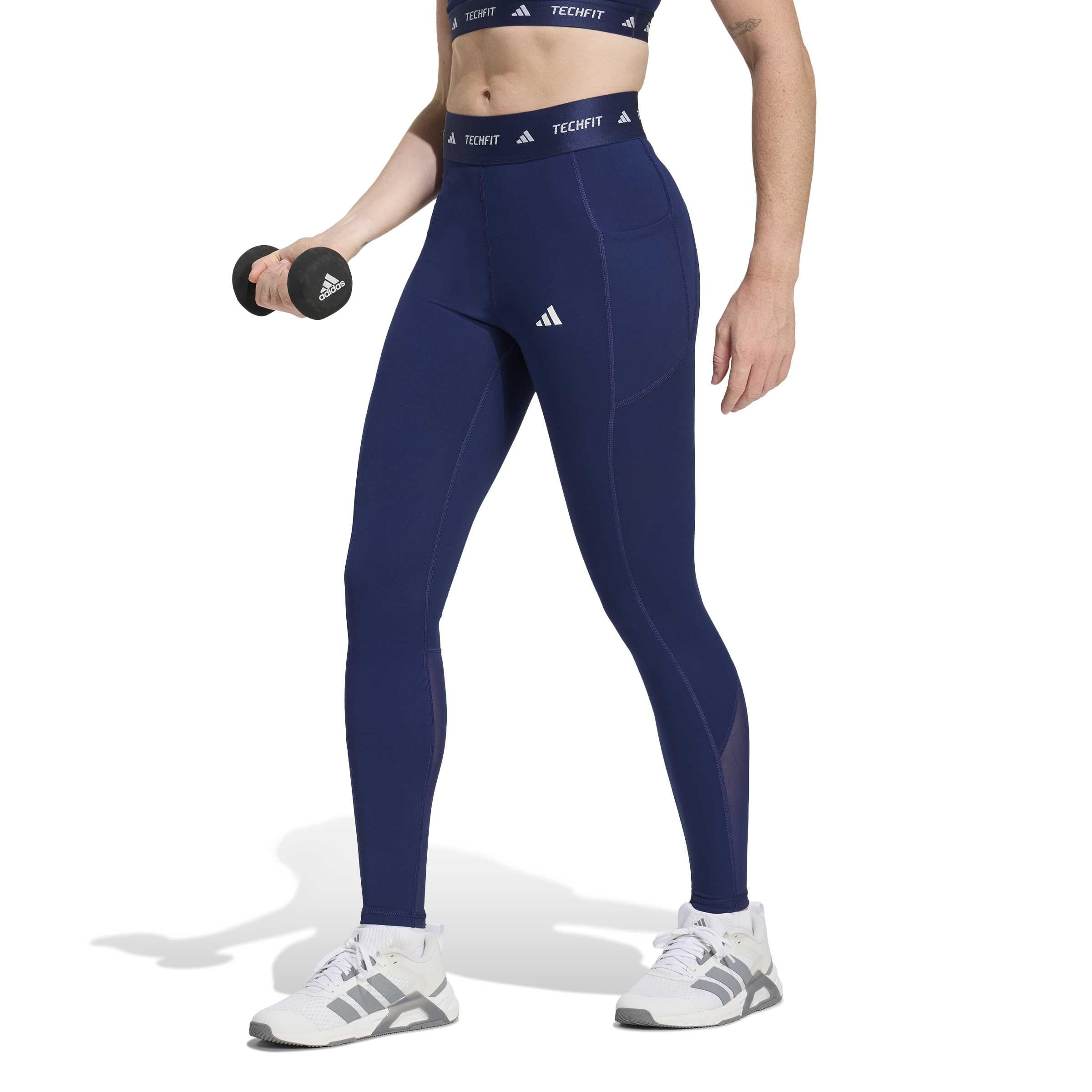 adidas Femme TECHFIT Stash Pocket Full Length Leggings, dark blue, XS