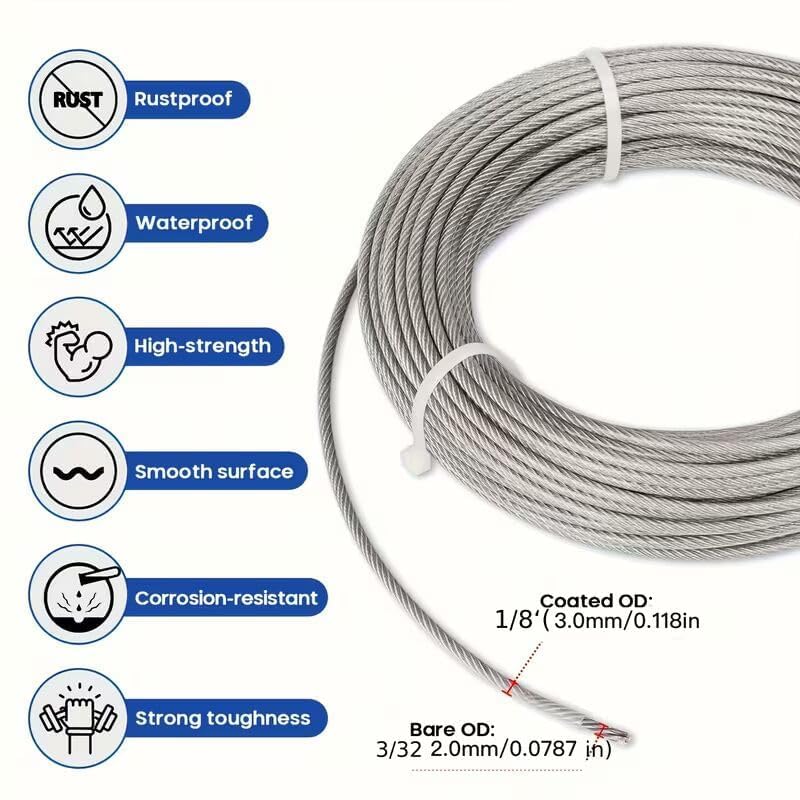 Image of DAREV Heavy Duty Clothes Drying Rope 5 Meter with Hooks | Strong Steel Clothesline for Balcony, Bathroom, Travel & Camping | Rust-Resistant Durable Cloth Line for Indoor & Outdoor Use (Silver)