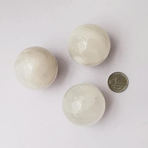Vista 23 de Escultura de esfera de adivinación de cristal curativo de piedra lunar de 1.575 pulgadas, bola de piedras preciosas, Feng Shui Chakra Aura Piedra