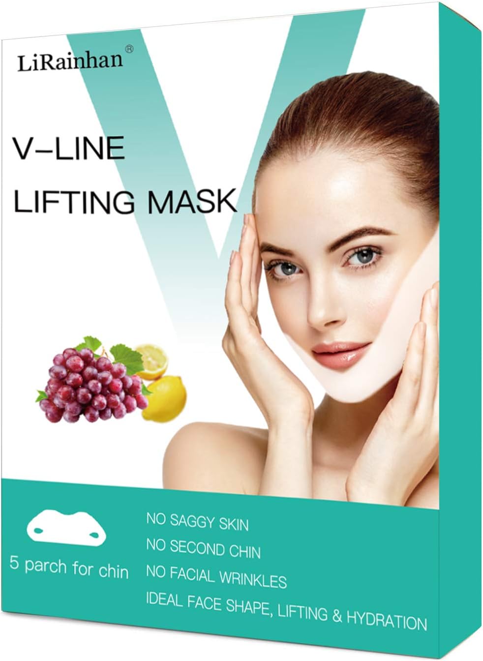V Line Face Mask Neck Mask Chin Up Patch Face Lift Double Chin Reducer V-Line Face Lifting Brand Contour Tightening Firming Moisturizing V Shape Chin Mask Neck Lift 5pcs