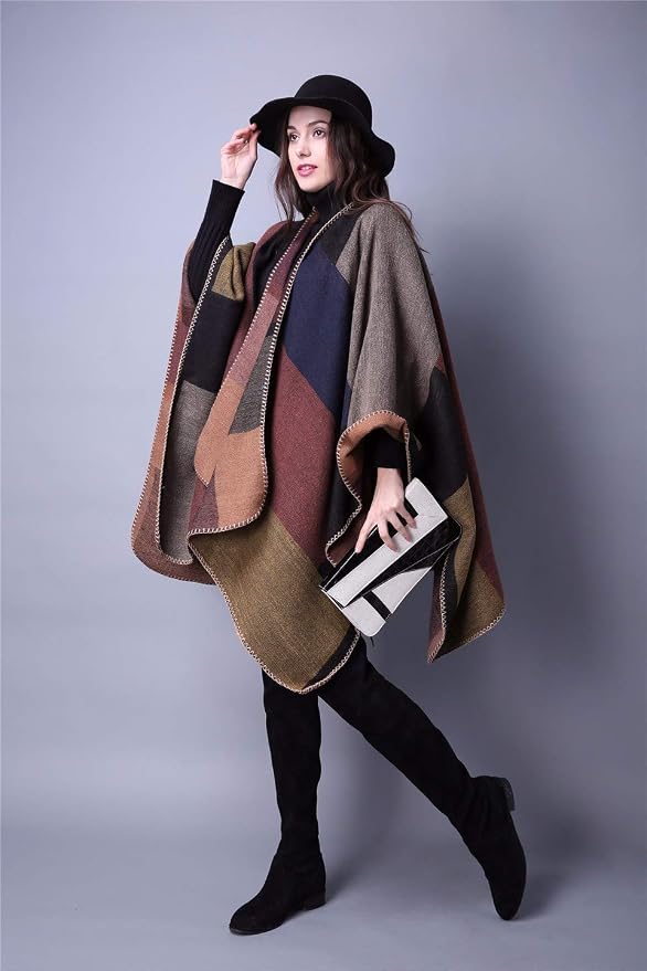 Bufanda tipo poncho cálido para mujer miniatura 3