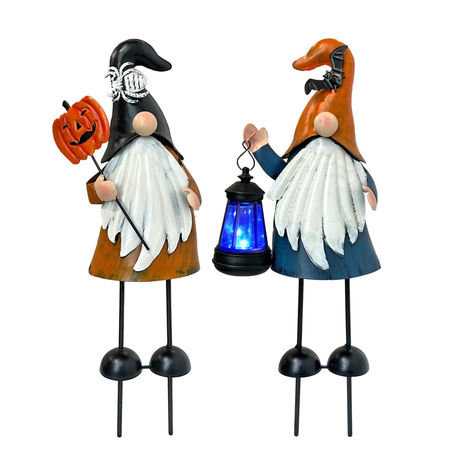 HONGLAND Metal Gnome Statues Set of 2 - Outdoor Year-Round Garden Yard Art Decor