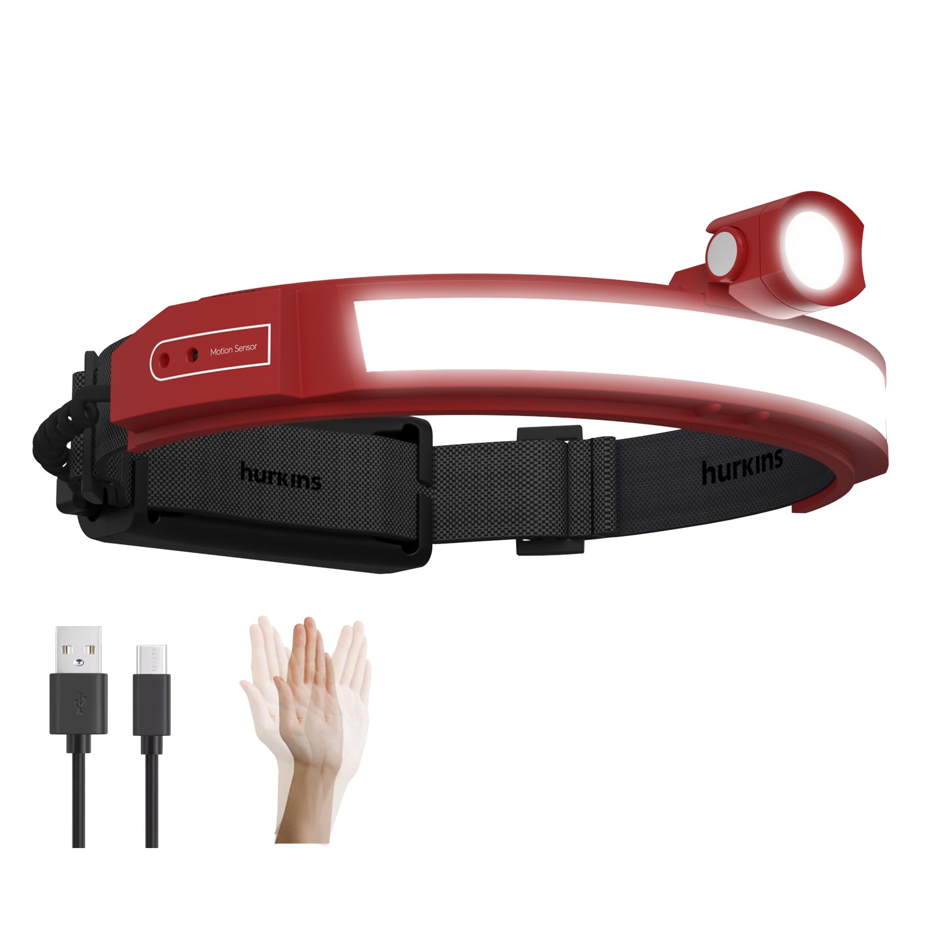 Ultima 2025 Neue 230° Weitstrahl-Stirnlampe - 1600 Lumen, 100.6 m Long Range Spot, 5000mAh USB-C Wiederaufladbarer Akku, Bewegungssensor, Wasserdichte LED-Stirnlampe für Camping, Arbeit, Laufen (Blaze