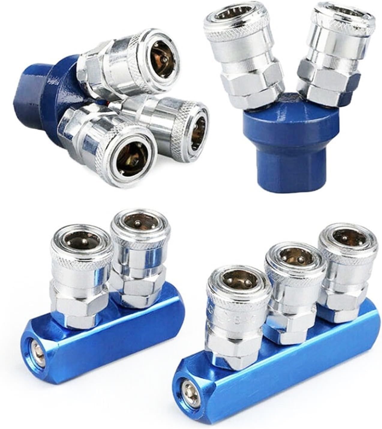Pneumatic Fitting Compressor Fittings 1/4 Quick Connector Air Gas Distributor For Pump Tool Coupler Manifold Multi Splitter(Straight 2way)