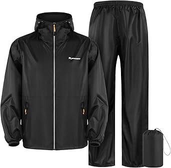 SOPPY Waterproof Rainsuit Jacket Pants Suits, Hooded Rain Jacket with Trousers, Packable Raincoat Sets with Carrying Bag