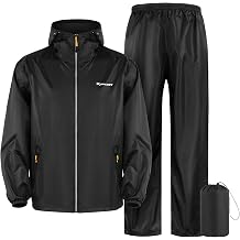 SOPPY Waterproof Rainsuit Jacket Pants Suits, Hooded Rain Jacket with Trousers, Packable Raincoat Sets with Carrying Bag