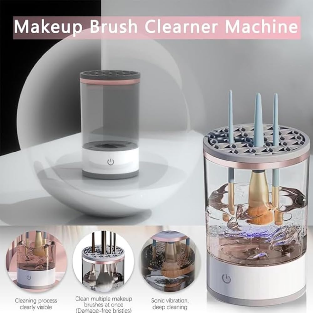 Luxansa Electric Makeup Brush Cleaner,USB Automatic Cosmetic Brush Cleaner,Upgraded Electric Makeup Brush Cleaner for All Size Beauty Makeup Brushes, Auto-Rotating Brush Cleaner Deep Cleaning 2