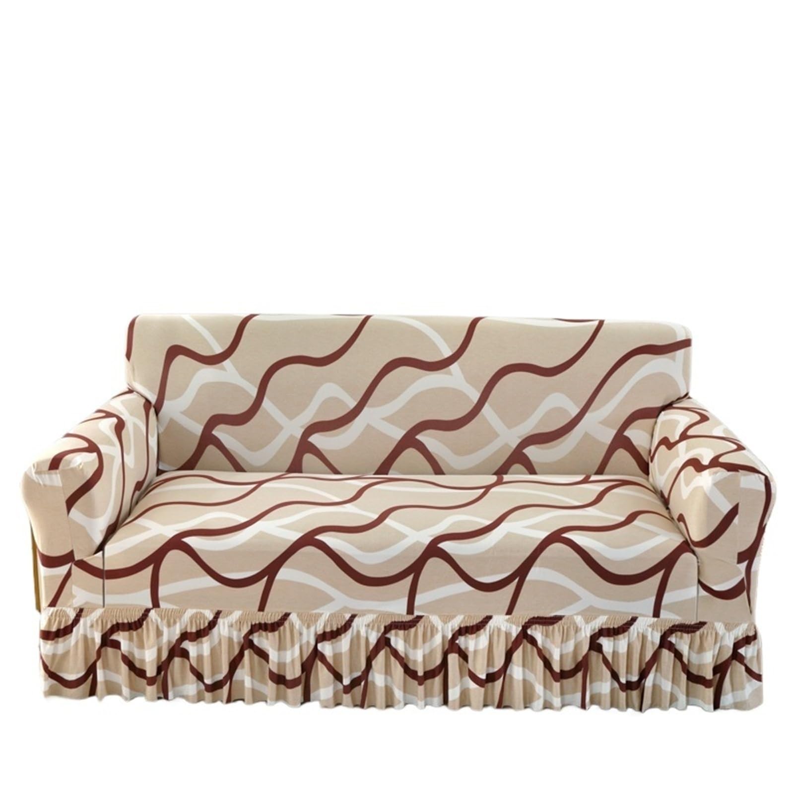 SUBLXPoten Sofa Cover with Skirt 1/2/3/4 Seater Sofa Couch Cover with Skirt Washable Elastic Stretchable Easy Fit Universal Furniture Protector(Color 20,3-seater(190-230cm))