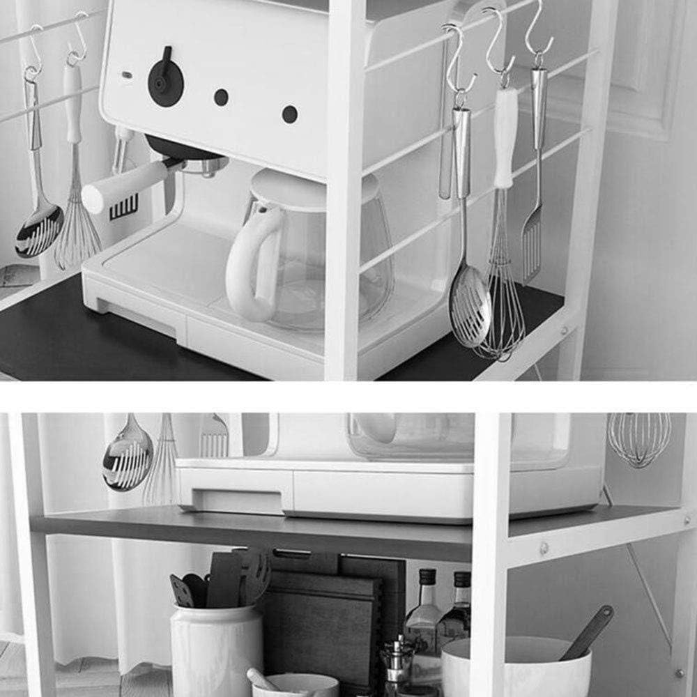 Stable Kitchen Shelf Microwave Oven Rack Multi-Functional Storage 4 Layers with Hooks(54 43 121Cm) Stand Durable
