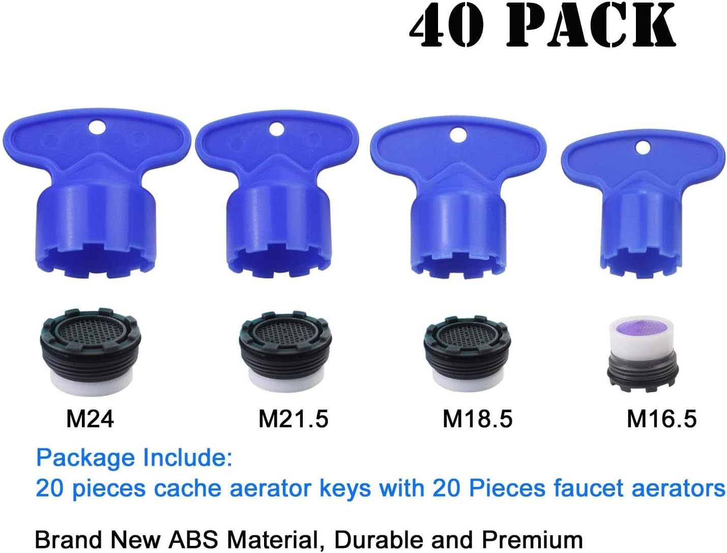 WeiMeet 20 Pieces Cache Faucet Aerator Key Removal Wrench Tool with 20 Pieces Faucet Aerator for M 16.5 18.5 21.5 24 Cache Aerators