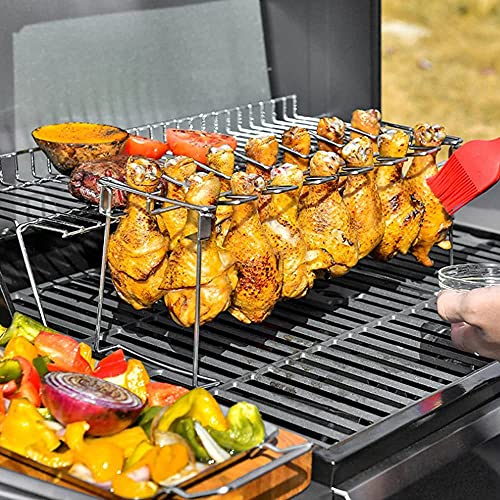LyximGss Hähnchenschenkel Halter mit Platz für 14 Keulen -Hähnchenkeulenhalter aus Edelstahl mit Auffangschale, Gleichmäßig Gegarte Hähnchenkeulen aus dem Backofen oder vom Grill