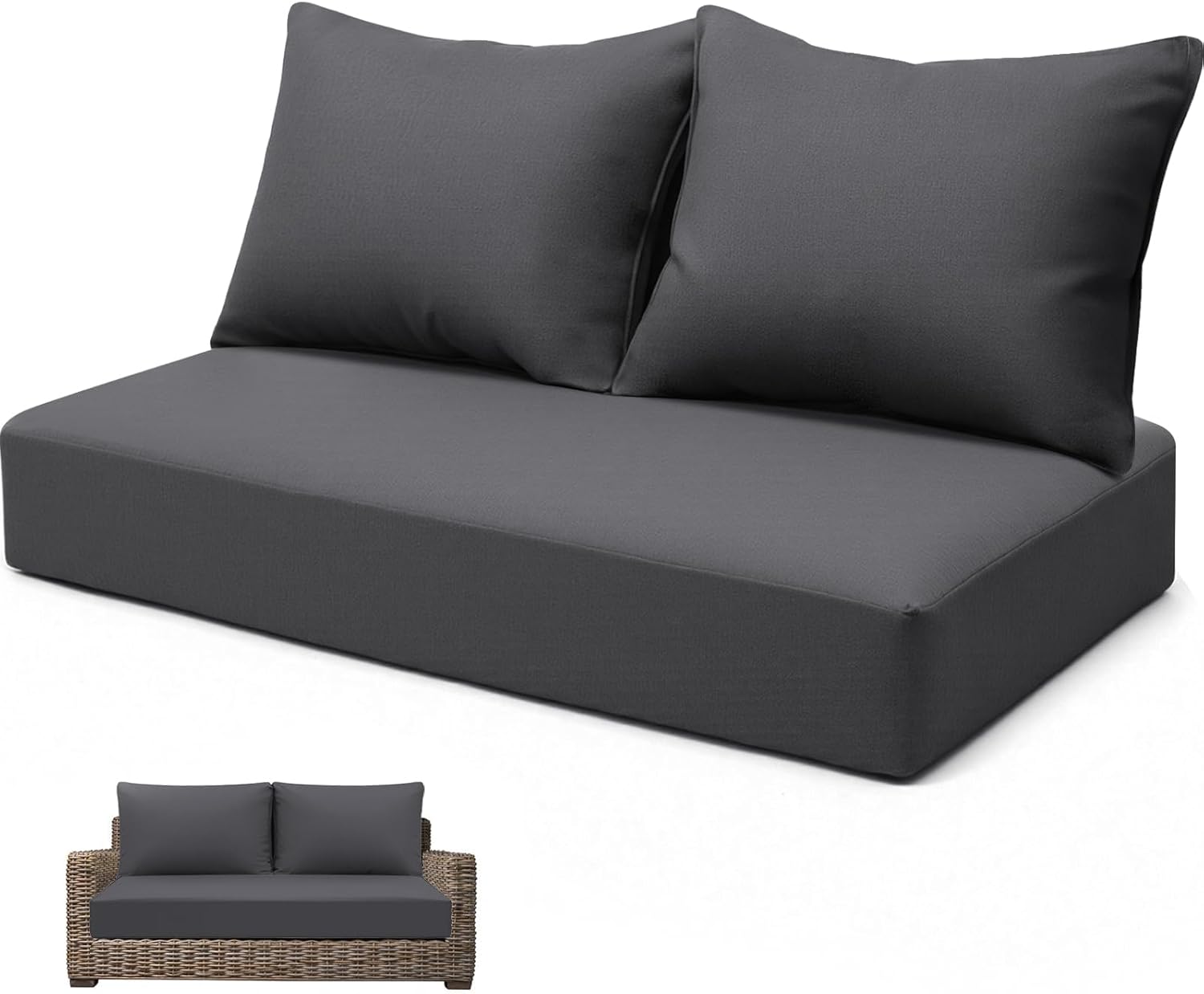 Outdoor Loveseat Cushion Set 46 x 24 inch Waterproof Oxford UV Resistant and Fade Resistant Patio Furniture Cushion, Deep Seat Cushions for Patio Couch, Bench and Swing Chair, Cream