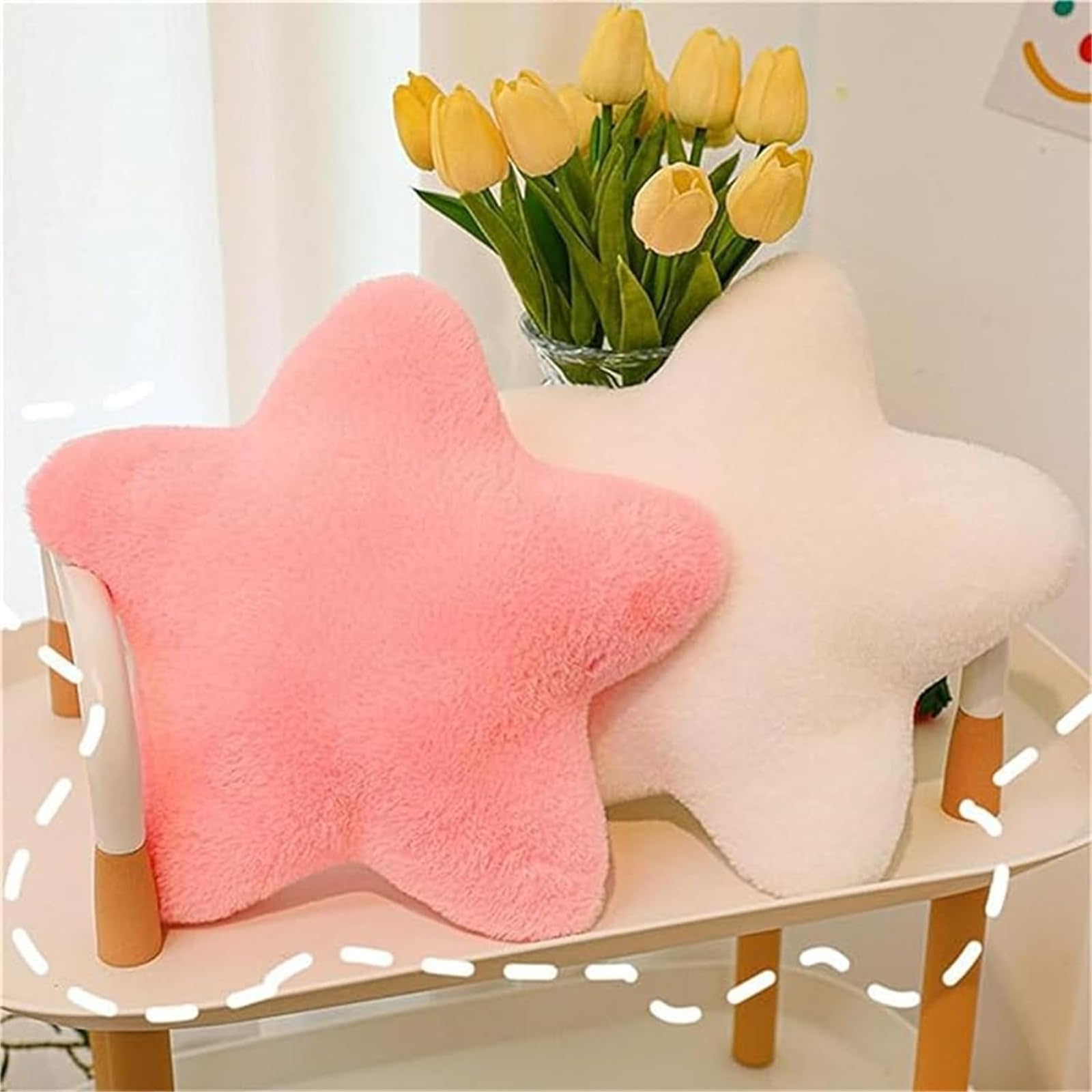 Herfair Coussin décoratif en forme d'étoile pour enfant - Doux et moelleux - En peluche - Pour chambre d'enfant et chambre à coucher - Rose clair - 30 cm