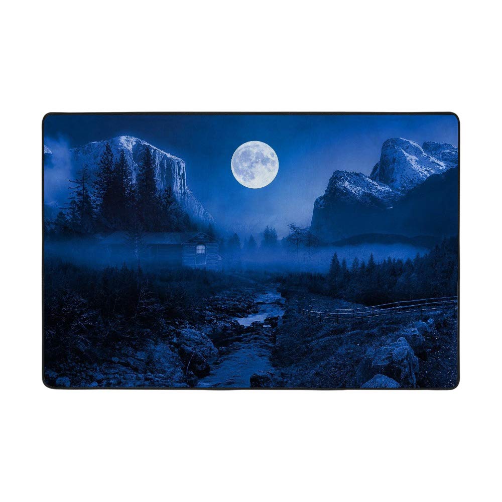Tapis de salon bleu foncé anti-poussière grand tapis velours corail Ruchen