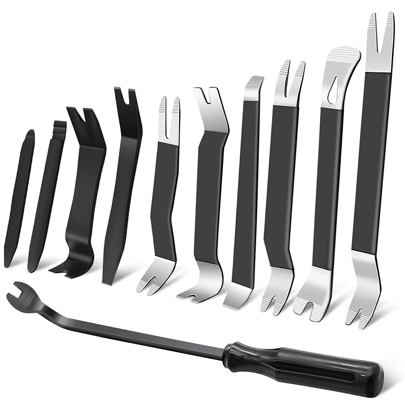 Kit de Ferramentas para Remoção de Acabamentos Automotivos Zecirl com 7 Ferramentas Metálicas e 4 de Nylon, 11 peças, Preto