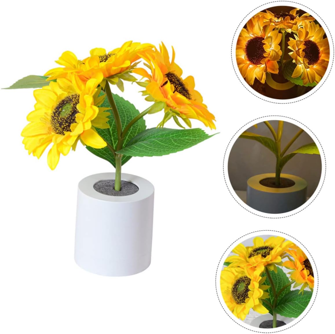DOITOOL 5pcs Sunflower Night Light Decorative Lamp for Bedroom Desk Study Room Romantic Ambient Lighting Retro Style Sturdy Design for Boys and Girls Parties