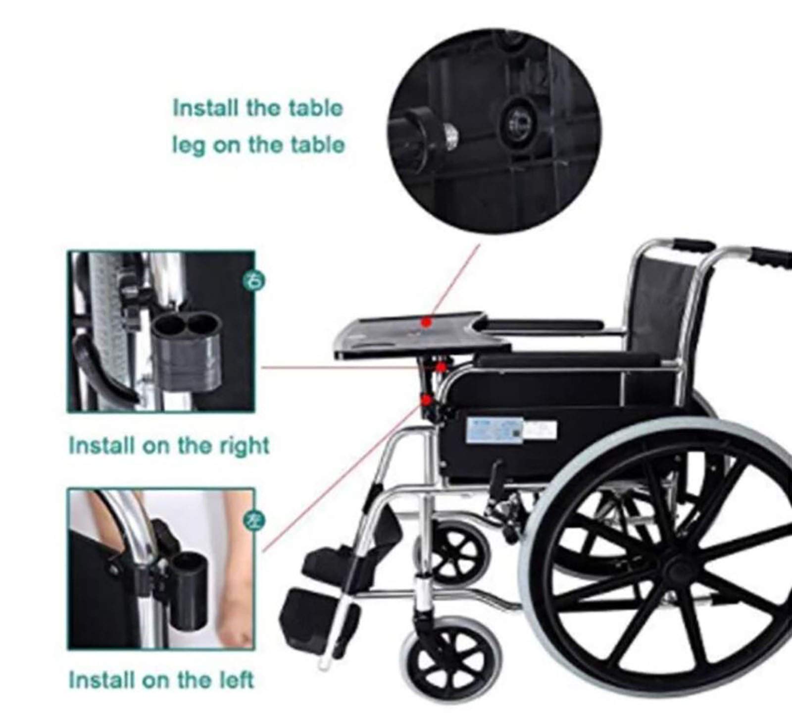 Bandeja para sillas de Ruedas, Bandeja de Regazo para Silla de Ruedas de plástico ABS Desmontable, Mesa para Silla de Ruedas para sillas de Ruedas eléctricas o manuales Pacientes con SIDA