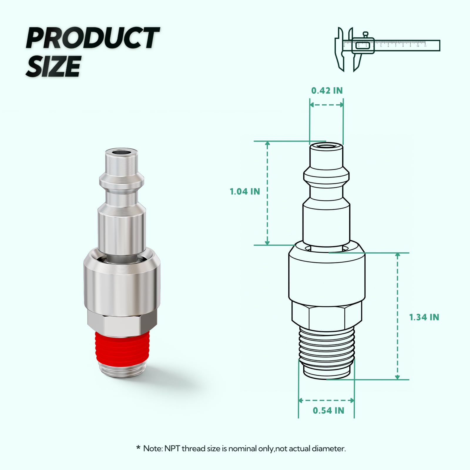 Enchufe de aire giratorio industrial de 0.25 pulgadas, NPT macho