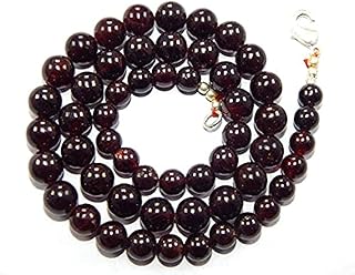 LKBEADS 7-9 mm smooth round Garnet Red Gemstone Beads 19.5 inch long necklace, January Birthstone