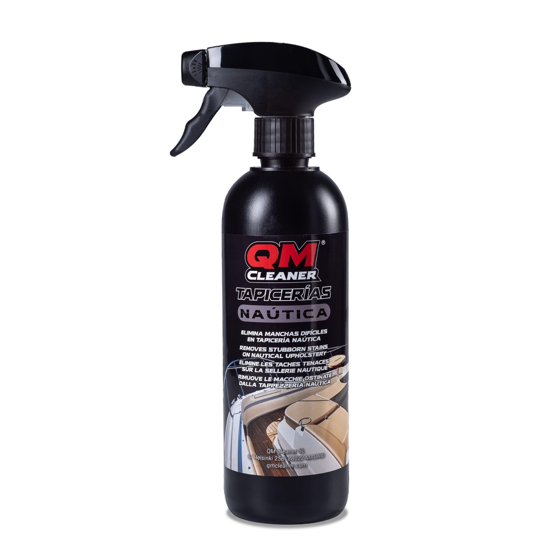 QM Cleaner - Tapicería Nautica | Detergente specifico per la Cura e la Pulizia della tappezzeria della Barca - Rimuove Le Macchie in Modo rapido ed Efficace - 500ml